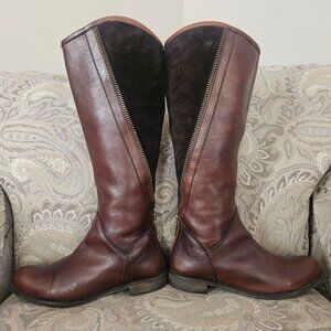Womens Brown Leather & Zip-Lined Suede, Silpa-Sole Riding Knee Boots 8M